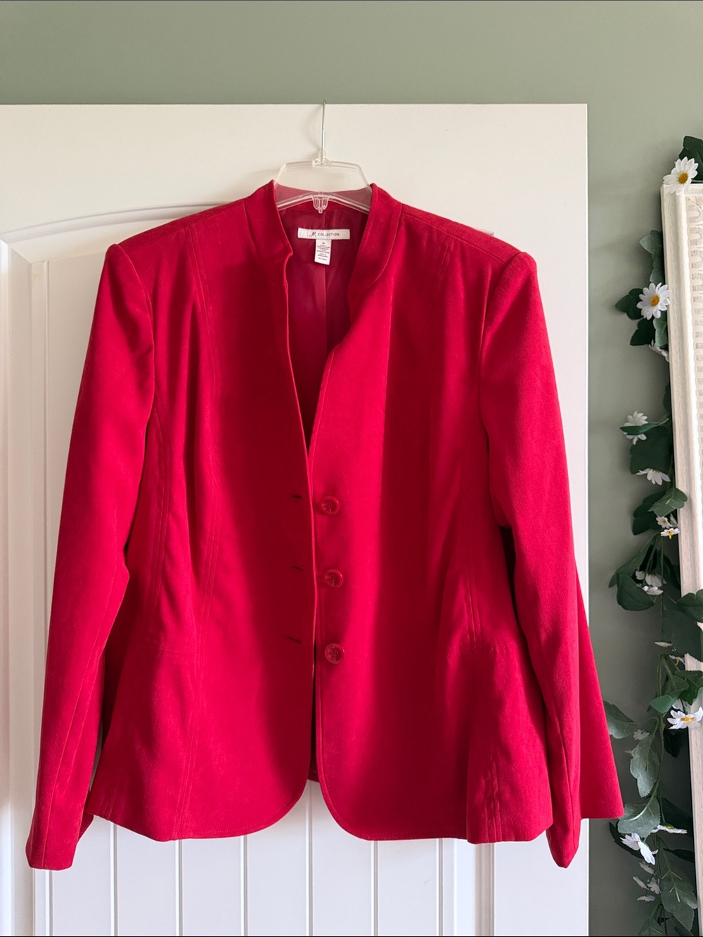 JM Collection Red Women's Blazer with 3-Button Front